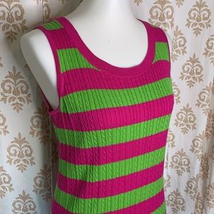 Talbots striped 100% Cotton pullover cable knit sweater vest M